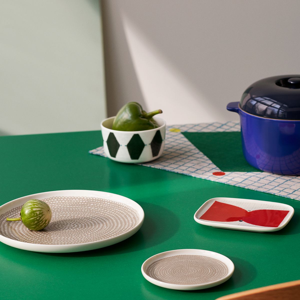 Marimekko Kalendi White / Red / Green Small Plate Outlet Sale