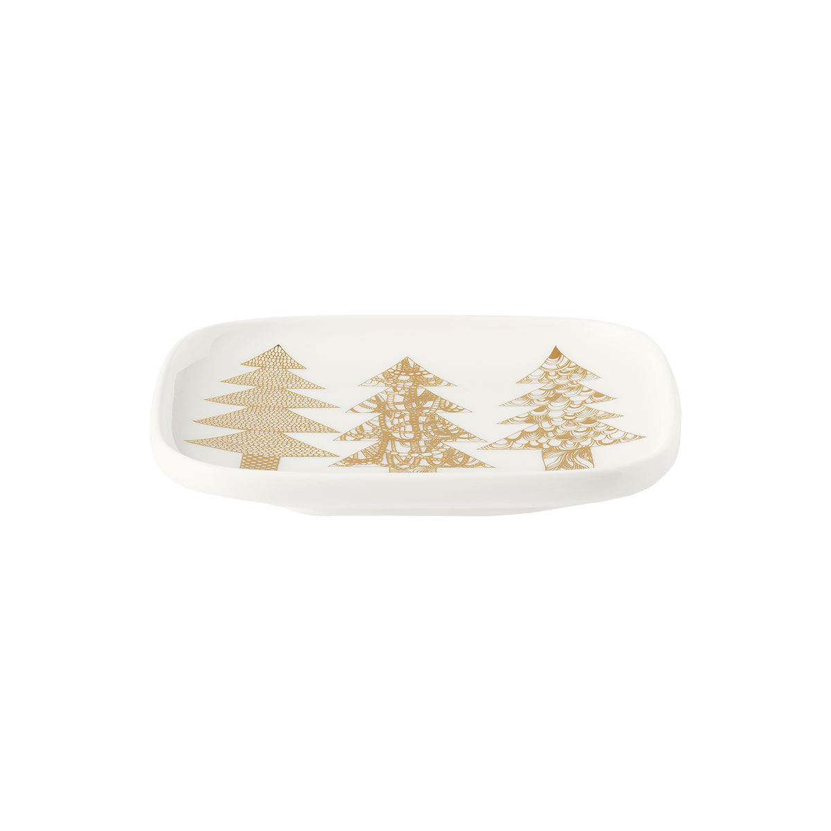 Marimekko Kuusikossa Small White & Gold Square Plate Holiday Home Accents