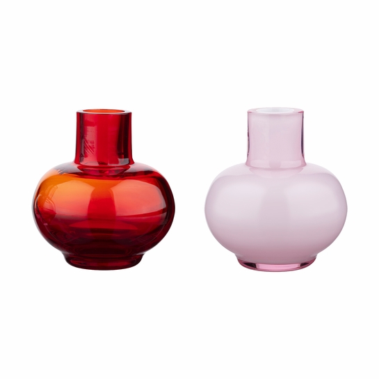 Marimekko Light Pink / Red Mini Vase Set