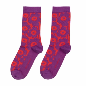 Marimekko Linjaus Unikko Violet / Red Green Socks