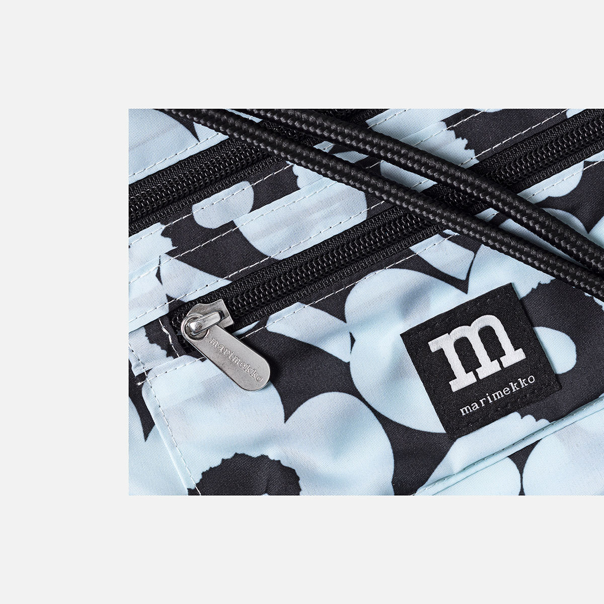 Marimekko Mini Unikko Black / Light Blue Smart Travel Shoulder Bag