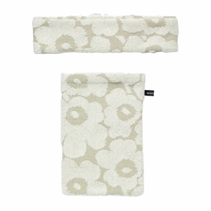 Marimekko Mini Unikko Olive Green / Cream Bath Mitt & Headband Set