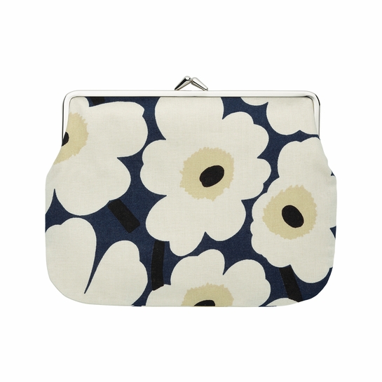 Marimekko Mini Unikko Straw / Midnight Blue Large Coin Purse