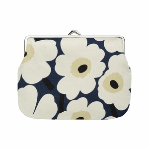 Marimekko Mini Unikko Straw / Midnight Blue Large Coin Purse