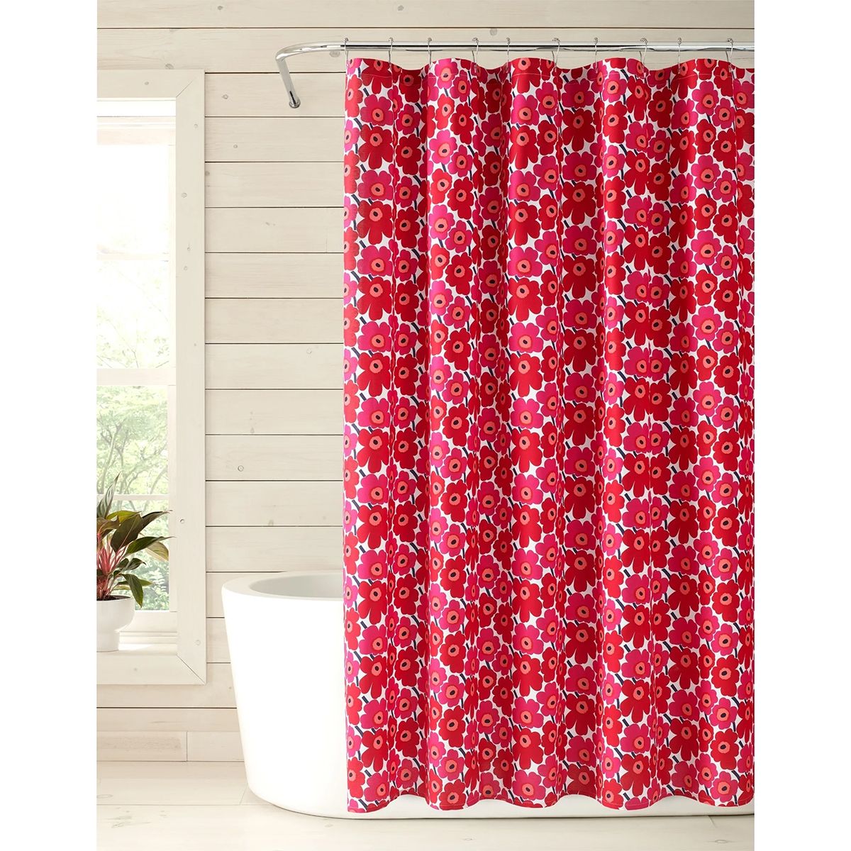 Marimekko Mini Unikko White / Red Shower Curtain Marimekko Shower