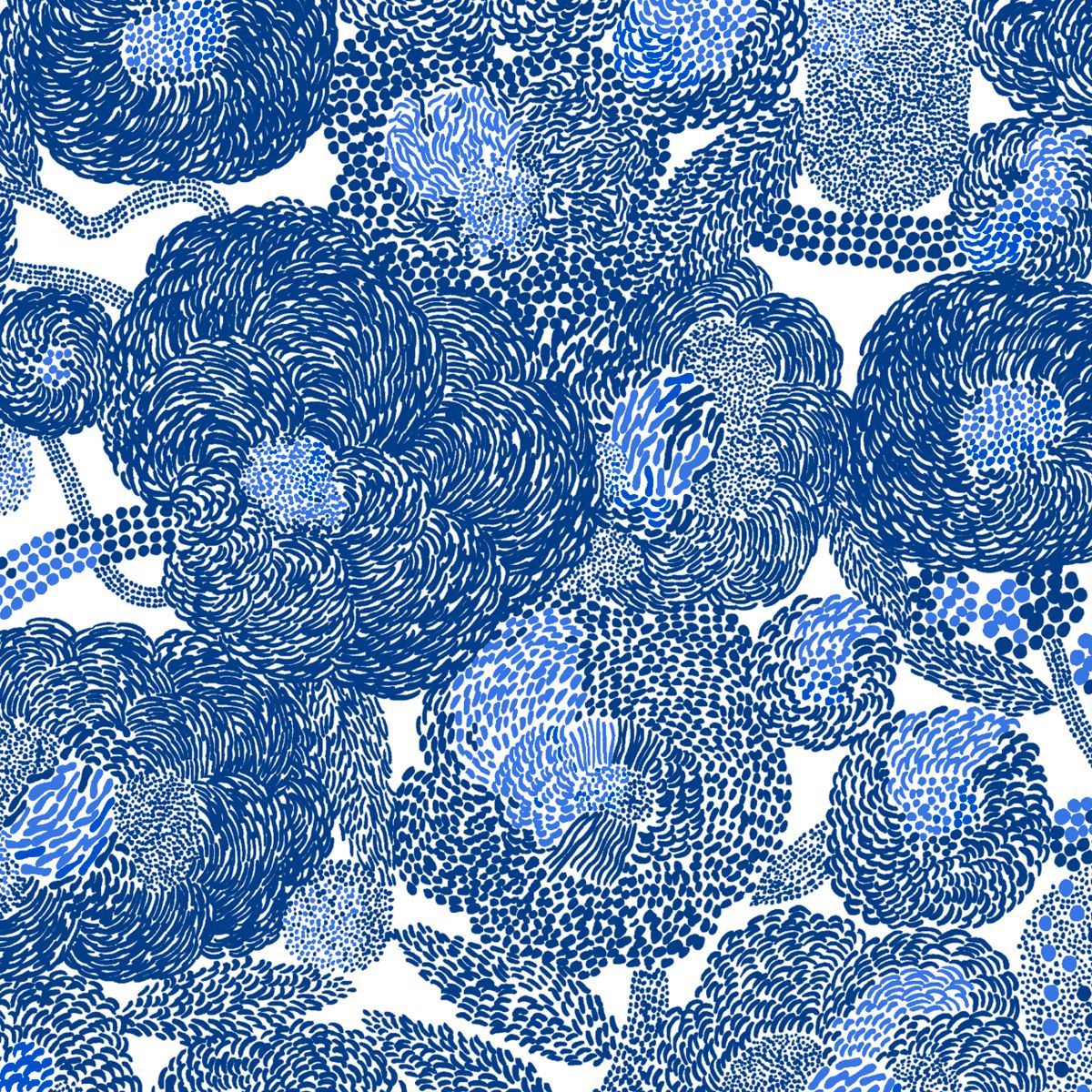 Marimekko Mynsteri Blue Acryliccoated Cotton Fabric Made in Finland