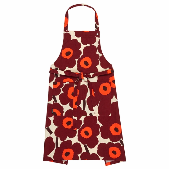 Marimekko Pieni Unikko Burgundy / Red / Beige Apron