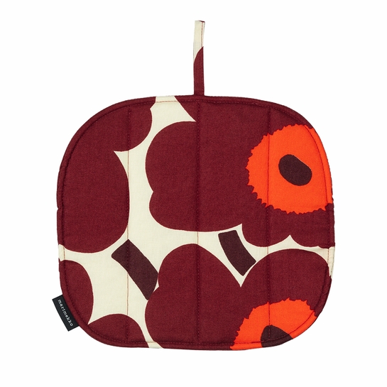 Marimekko Pieni Unikko Burgundy / Red / Beige Pot Holder