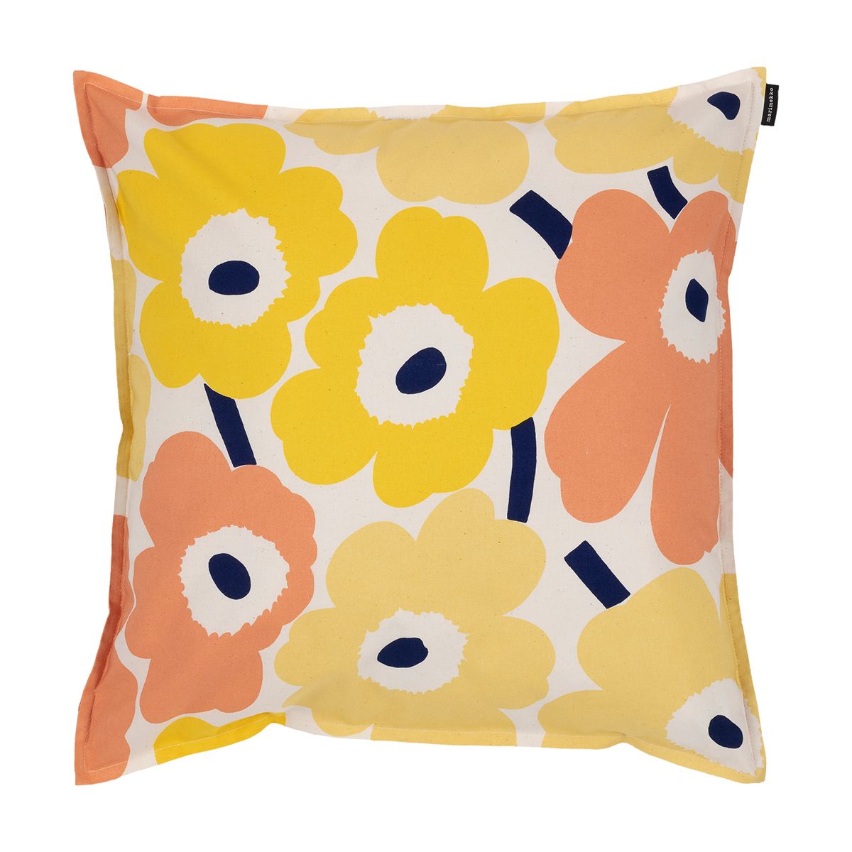 Marimekko Pieni Unikko Peach / Yellow / Navy Throw Pillow Throw Pillows