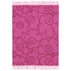 Marimekko Piirto Unikko Burgundy / Fuchsia Wool Throw Blanket