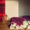 Marimekko Piirto Unikko Burgundy / Fuchsia Wool Throw Blanket