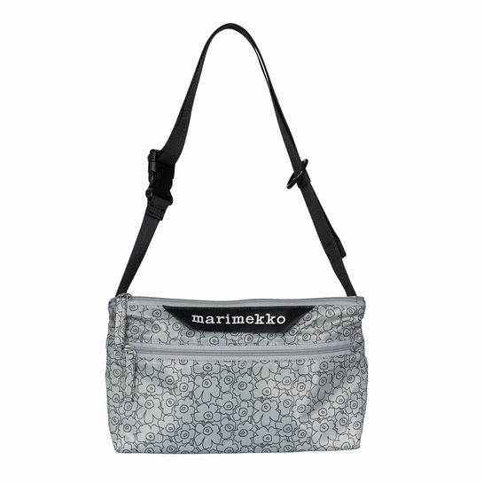 Marimekko Piirto Unikko Grey / Black Small Neat Crossbody Shoulder Bag