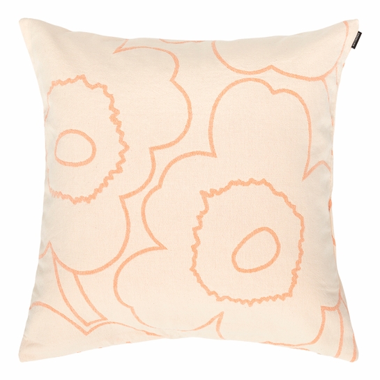 Marimekko Piirto Unikko Peach / Off White Large Throw Pillow
