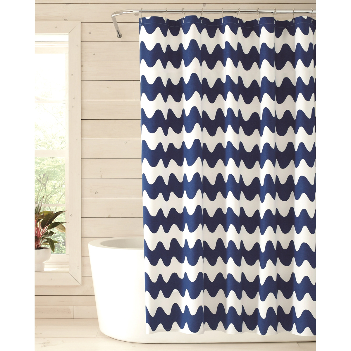 Marimekko Pikku Lokki White / Blue Cotton Shower Curtain - Marimekko ...