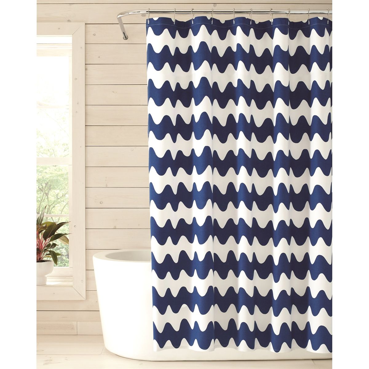 Marimekko Pikku Lokki White / Blue Cotton Shower Curtain Marimekko