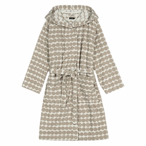 Marimekko Rasymatto Beige / White Hooded Bathrobe