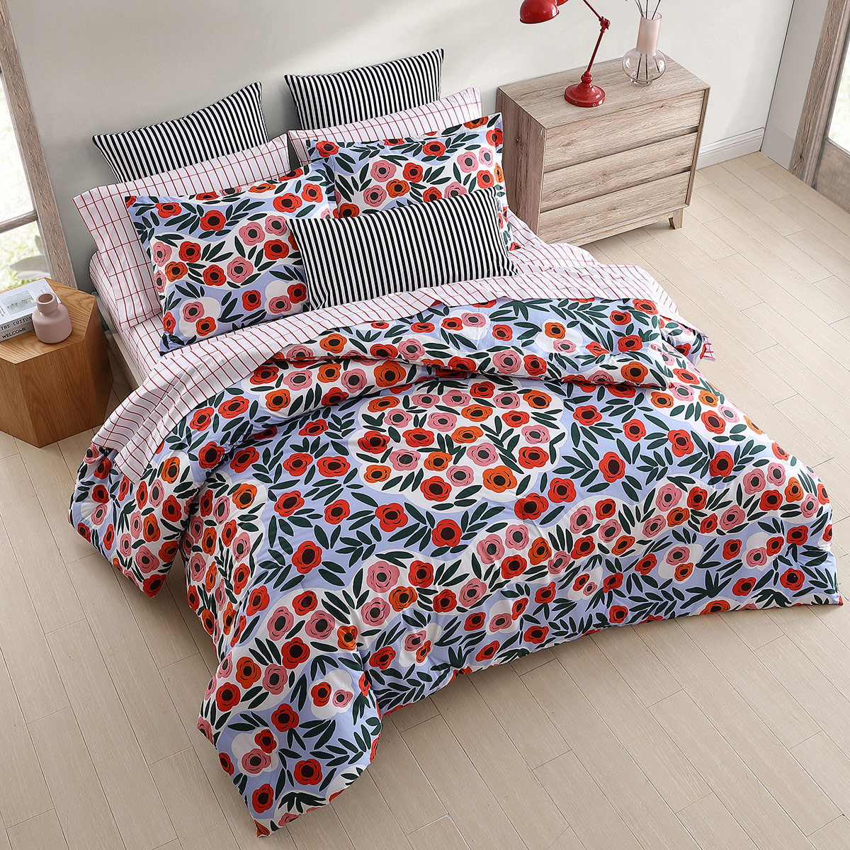 Marimekko Ruukku Blue / Multi Full / Queen Duvet Cover Set Marimekko