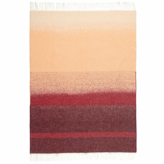Marimekko Selanne Burgundy / Peach Wool Throw Blanket