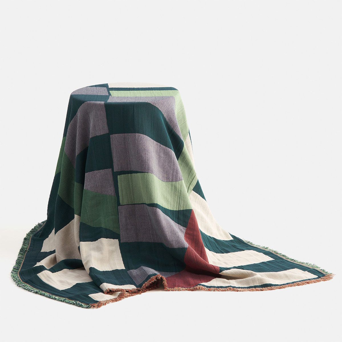 Marimekko Siirto Beige / Dark Blue / Green Throw Blanket Blankets