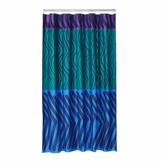 Marimekko Silkkikuikka Purple/Teal/Blue Cotton Shower Curtain Marimekko Shower Curtains