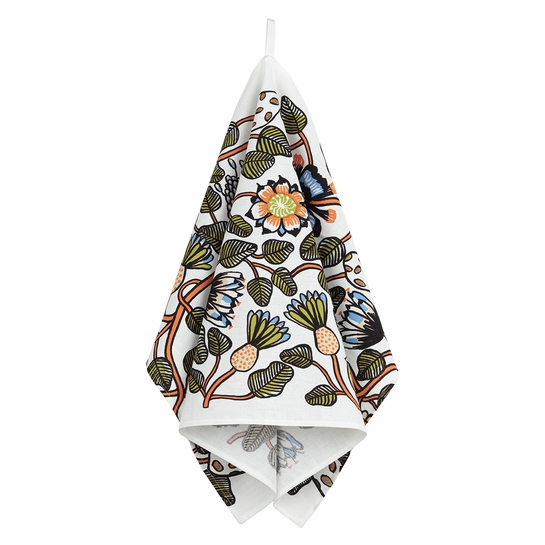 Marimekko Tiara White / Orange / Green / Blue Tea Towel