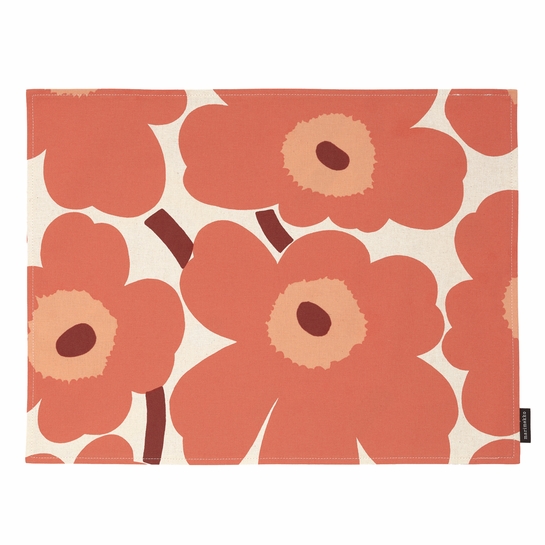 Marimekko Unikko Apricot / Peach / Burgundy AcrylicCoated Placemat Placemats