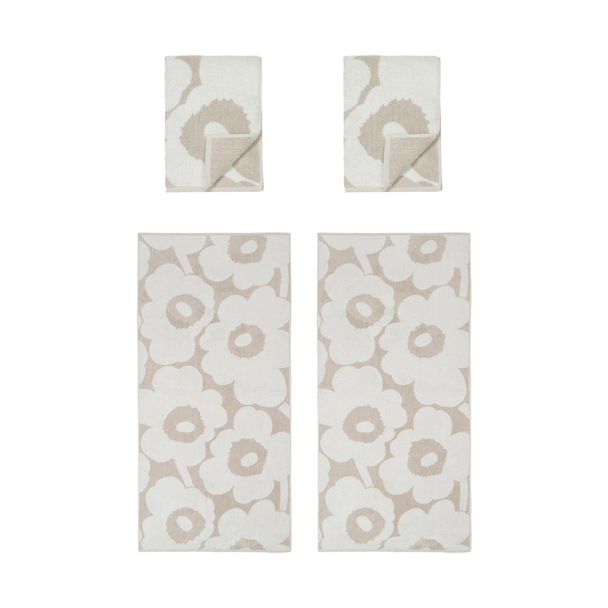 Marimekko Unikko Beige Bath & Hand Towel Set Marimekko Towels