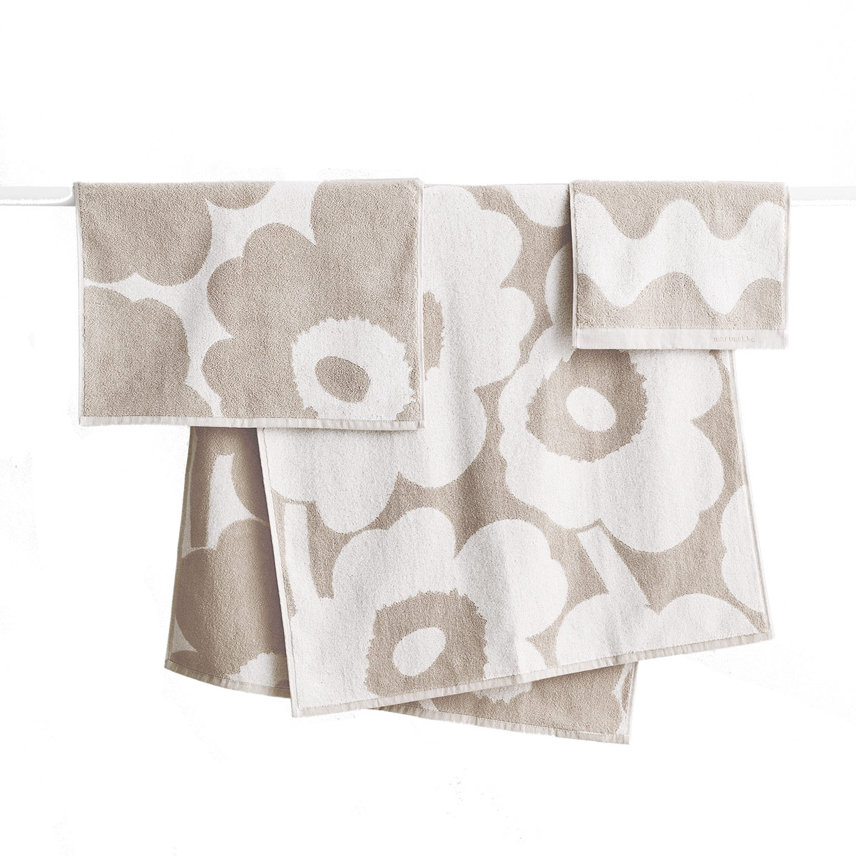 Marimekko Unikko Beige Bath & Hand Towel Set Marimekko Towels