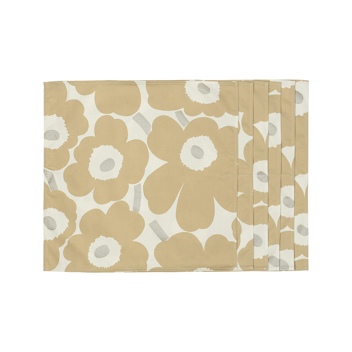 Marimekko Unikko Beige / Ivory / Silver Cloth Napkin Set/6