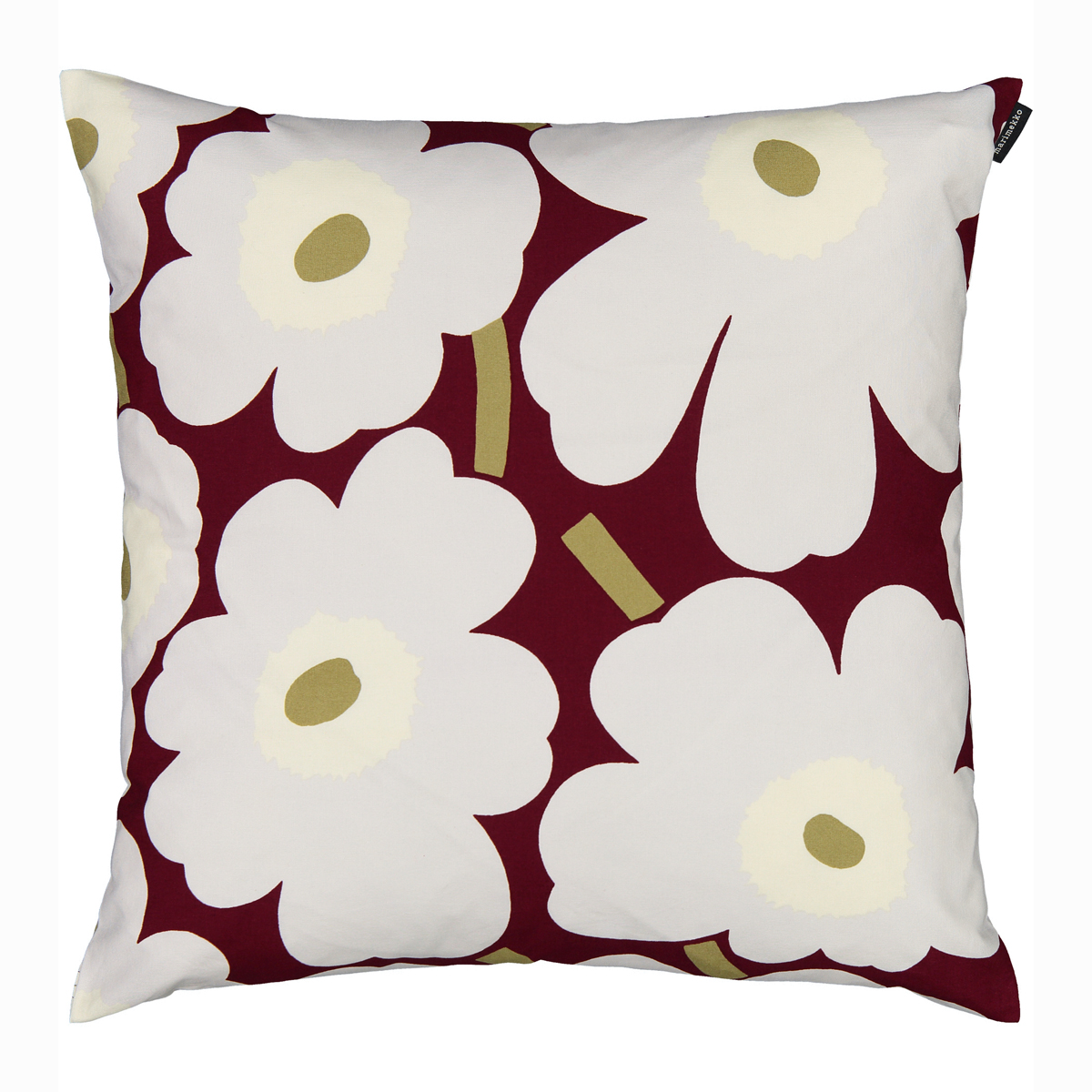 Marimekko Unikko Cranberry / Grey / Olive Medium Throw Pillow Throw