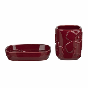 Marimekko Unikko Burgundy Bathroom Accessory Set