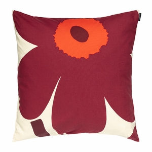 Marimekko Unikko Burgundy / Red / Beige Throw Pillow