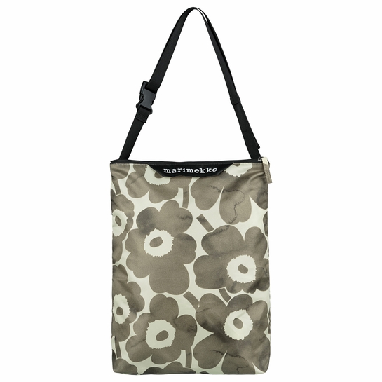 Marimekko Unikko Charcoal / Cream Medium Neat Crossbody Shoulder Bag