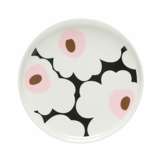 Marimekko Unikko Dark Green / White / Pink Snack Plate