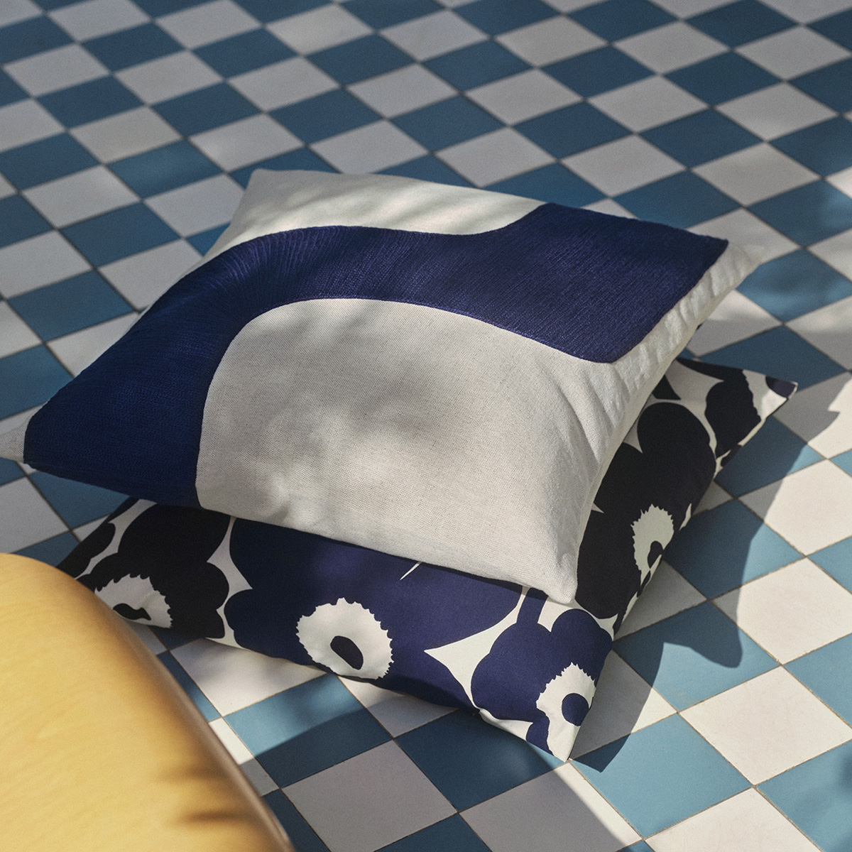 Marimekko Unikko Navy / White Large Throw Pillow Marimekko Sale