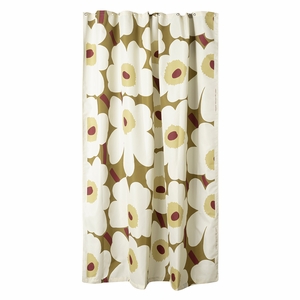 Marimekko Unikko Olive Green / Cream / Burgundy Shower Curtain