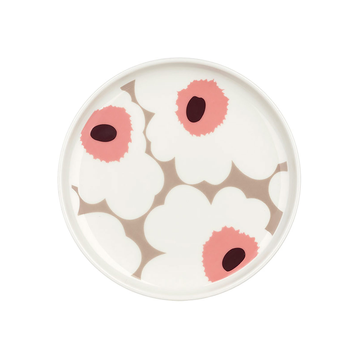 Marimekko Unikko Pink / Brown / Tan Small Plate Marimekko Unikko