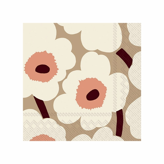 Marimekko Unikko Pink / Cream Cocktail Napkins Marimekko Napkins