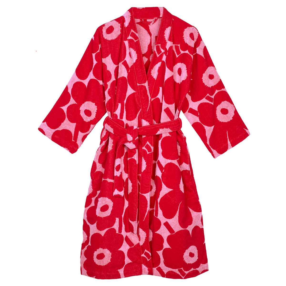 Marimekko Unikko Pink / Red Bathrobe Marimekko Bathrobes & Slippers