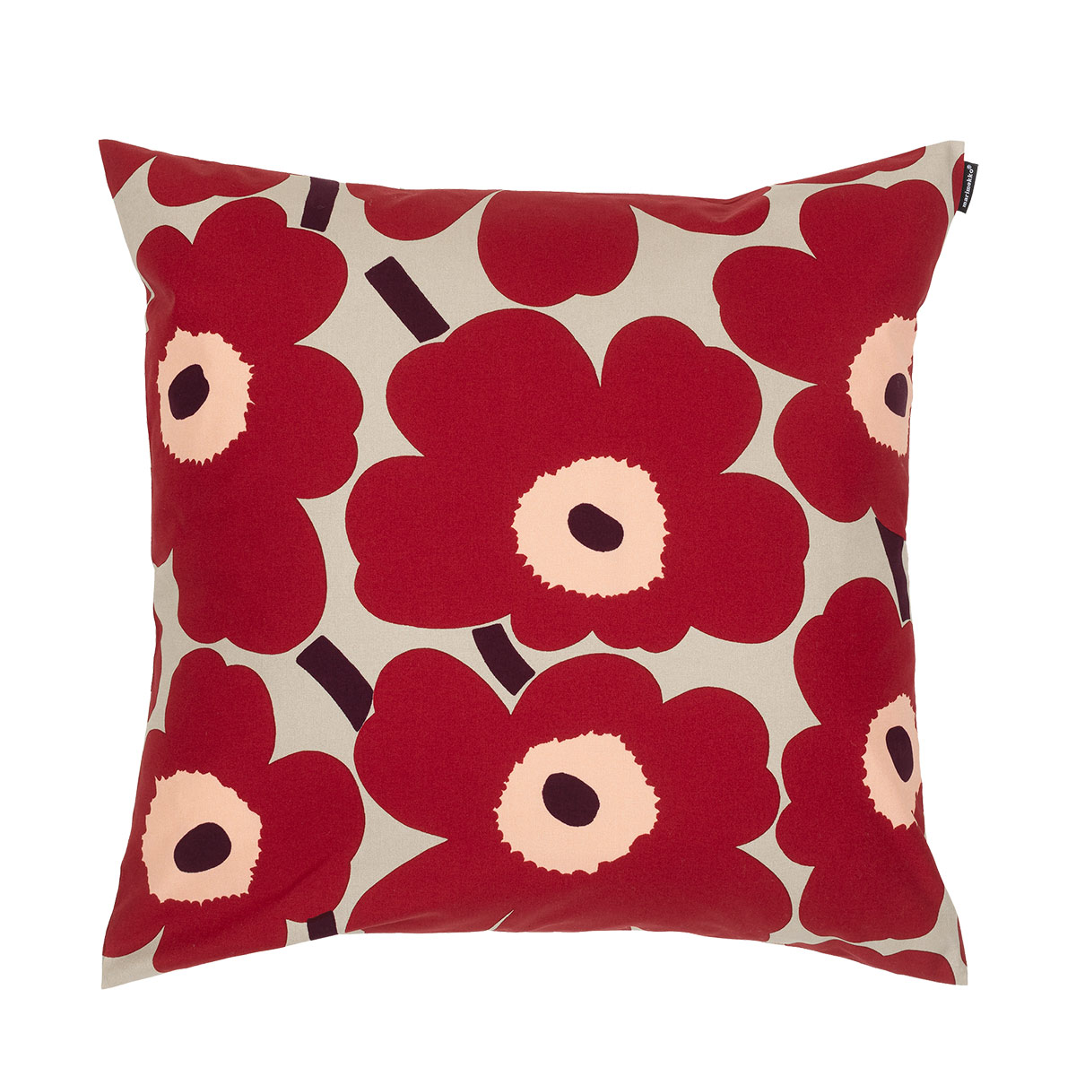 Marimekko Unikko Red / Brown Large Throw Pillow Throw Pillows