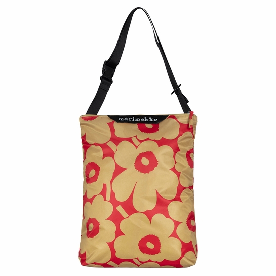 Marimekko Unikko Red / Light Brown Medium Neat Crossbody Shoulder Bag