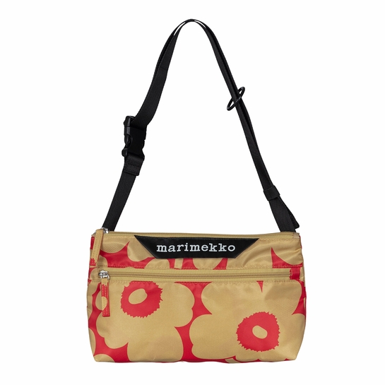 Marimekko Unikko Red / Light Brown Small Neat Crossbody Shoulder Bag