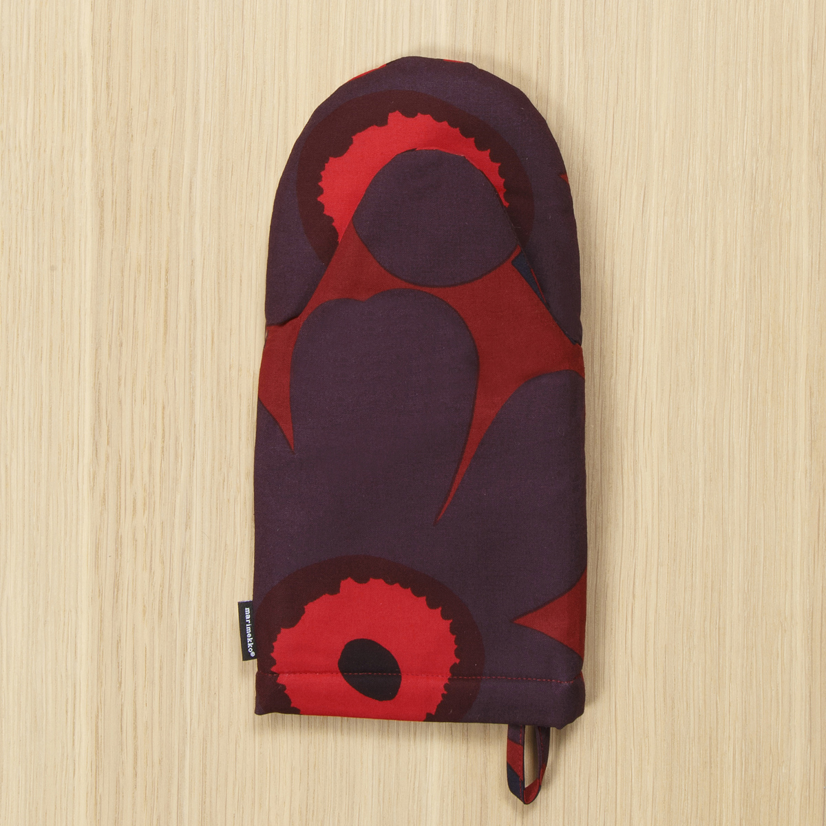 Marimekko Unikko Red / Plum Oven Mitt Aprons, Oven Mitts, & Pot Holders