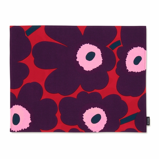 Marimekko Unikko Red / Plum / Pink Acryliccoated Cotton Placemat Marimekko Kitchen, Dining