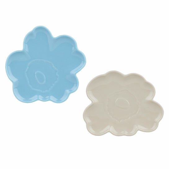 Marimekko Unikko Shape Light Blue / Sand Snack Plates - Set of 2