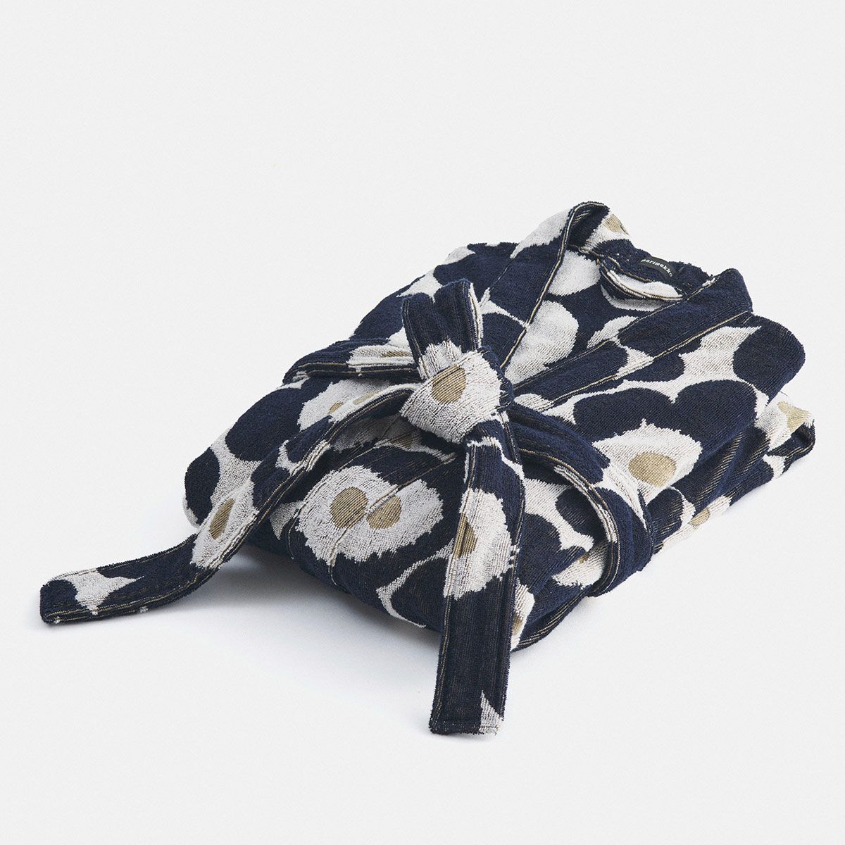 Marimekko Unikko White / Dark Blue / Gold Bathrobe - Great Gifts under $200