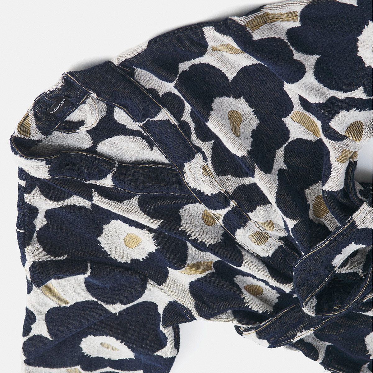 Marimekko Unikko White / Dark Blue / Gold Bathrobe - Great Gifts under $200