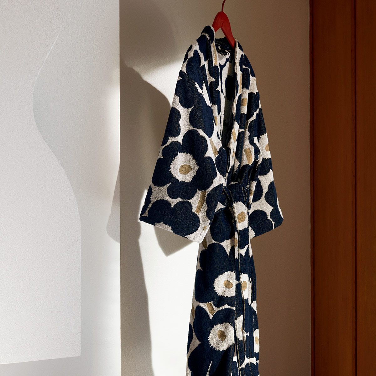 Marimekko Unikko White / Dark Blue / Gold Bathrobe - Great Gifts under $200