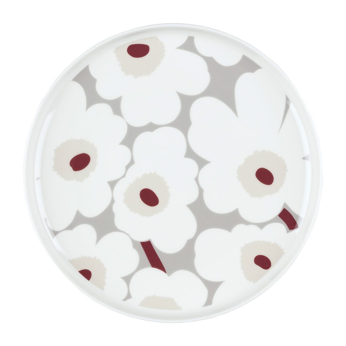 Marimekko Unikko White / Grey / Red Dinner Plate Marimekko Unikko