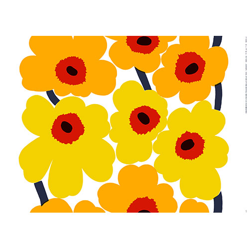 Marimekko Unikko Yellow/Red PVC Fabric Made in Finland